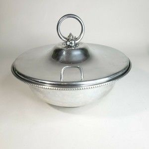 Vintage Mid Century BW Buenilum Aluminum Serving Bowl with Lid 1950s 1960s